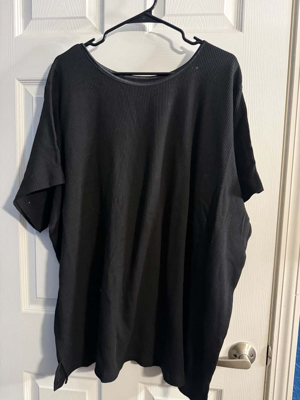 Woman Within Black Waffle Batwing Short Sleeve Top Size 34/36 4X